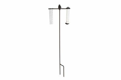 Tuinsteker met Thermometer en Regenmeter 22x4.5x78 cm Zwart/Metaal