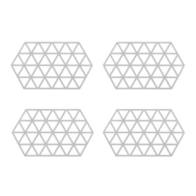Krumble Siliconen pannenonderzetter Hexagon lang - Grijs - Set van 4