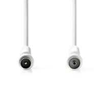 Nedis Coaxkabel | IEC (Coax) Male | IEC (Coax) Female | Vernikkeld | 120 dB | 75 Ohm | Viervoudig Afgeschermd | 5.00 m | Rond | PVC | Wit | Label - - thumbnail
