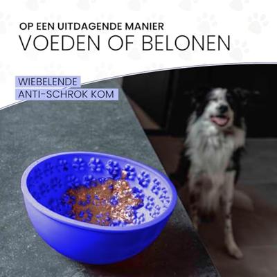 Eat Slow Live Longer Lick Mat Wobble Bowl uad Blue - thumbnail