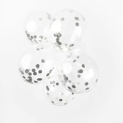 Globos Confetti ballonnen papieren confetti metallic zilve 30cm, 6st.
