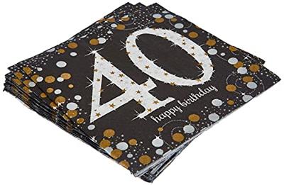 servetten 40 jaar 33 x 33 cm 16 stuks goud/zilver servetten 40 jaar 33 x 33 cm 16 stuks goud/zilver