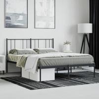 Bedframe met hoofdbord metaal zwart 140x190 cm - thumbnail
