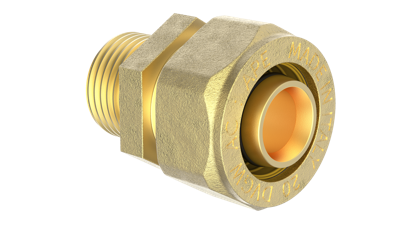 Kirchhoff Messing overgangsstuk | Vernikkeld | 20 mm x 1/2"ET | Klemkoppeling voor meerlagenbuis - 988905355