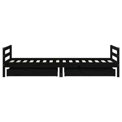 Kinderbedframe met lades 90x200 cm massief grenenhout zwart - thumbnail