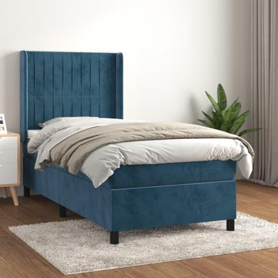Boxspring met matras fluweel donkerblauw 100x200 cm