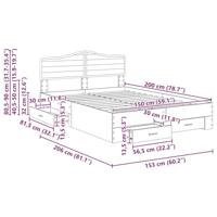 Bedframe met hoofdeinde Zwart 150 x 200 cm Bewerkt hout - thumbnail