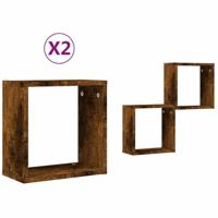 Wandrekken kubus 2 st 30x15x30 cm gerookt eiken - thumbnail
