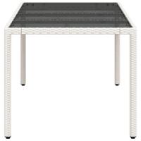 Tuintafel met glazen blad 190x90x75 cm poly rattan wit - thumbnail