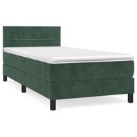 Boxspring met matras fluweel donkergroen 90x190 cm - thumbnail