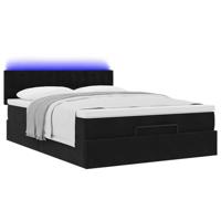 Ottoman bed met matras en LED's 140x200cm fluweel zwart - thumbnail