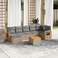 8-delige Loungeset met kussens poly rattan beige - thumbnail