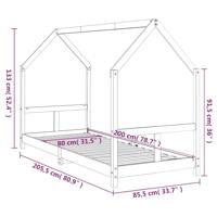 Kinderbedframe 80x200 cm massief grenenhout wit - thumbnail