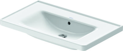 Wastafel Duravit D-Neo Met Rand Overloop Kraanvlak Zonder Kraangat 80 cm Hoogglans Wit