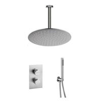 Fortifura Calvi Inbouw Regendoucheset - thermostatisch - plafondarm - 30cm hoofddouche - staaf handdouche - metalen doucheslang - geborsteld RVS PVD SW1159493 SW377868 SW542645 SW1139121 SW728177 SW4 - thumbnail