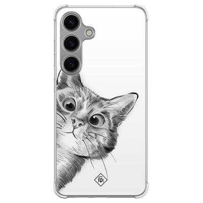Samsung Galaxy S24 shockproof hoesje - Kat kiekeboe Samsung Galaxy S24 shockproof hoesje - Kat kiekeboe