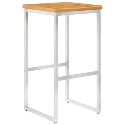 VidaXL Barstoelen 4 st massief acaciahout en roestvrij staal