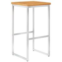 Barstoelen 4 st massief acaciahout en roestvrij staal - thumbnail