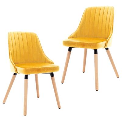 vidaXL Eetkamerstoelen 2 st fluweel geel vidaXL Eetkamerstoelen 2 st fluweel geel