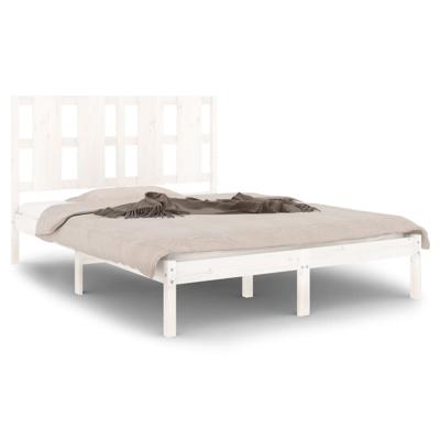 Bedframe zonder matras massief grenenhout wit 140x190 cm