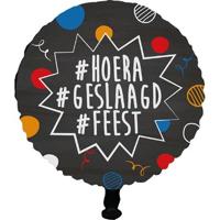 Folieballon Hoera Geslaagd Feest 45cm - thumbnail