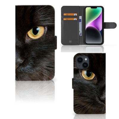 iPhone 15 | Telefoonhoesje | Met pasjeshouder | Zwarte Kat