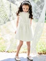 Feestelijke meisjesjurk met borduursel ecru - thumbnail