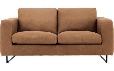 Goossens Excellent Bank Jovani bruin, leer, 2-zits, urban industrieel