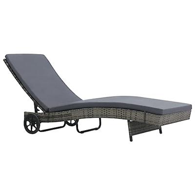 VidaXL Ligbed met wielen en kussen poly rattan antraciet