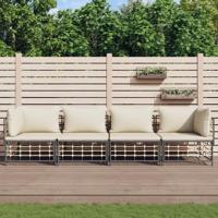 4-delige Loungeset met kussens poly rattan antracietkleurig - thumbnail