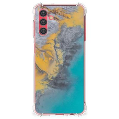 Samsung Galaxy A13 5G | A04s Anti-Shock Hoesje Marble Blue Gold Samsung Galaxy A13 5G | A04s Anti-Shock Hoesje Marble Blue Gold