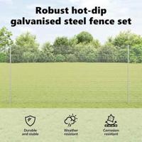 VidaXL Hek met paal zilver 1,6 x 10 m staal - thumbnail
