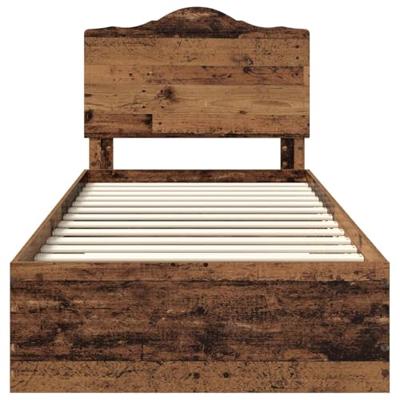 Bedframe met hoofdeinde Oudhout 90 x 190 cm Bewerkt hout
