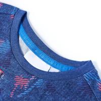 Kindershirt met monstertruckprint 140 gemleerd donkerblauw - thumbnail