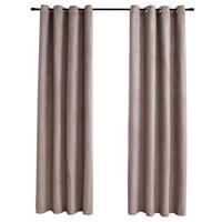 VidaXL Gordijn verduisterend met metalen ringen 2 st 140x245 cm taupe - thumbnail
