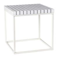 Bijzettafel checks met metalen frame - wit - 36x36x36 cm - thumbnail