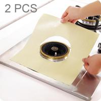 2 stuks Teflon gasoven oppervlak ultradun vezelmateriaal kookplaat beschermende Reinigingspad grootte: 27 * 27 cm (beige) - thumbnail