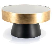 By-Boo Salontafel 'Bunga' 75cm zwart/goud met glazen blad - thumbnail