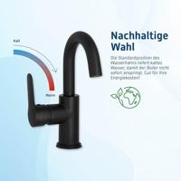 Saqu Dream draaibare wastafelkraan Mat zwart - thumbnail