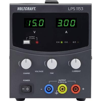 VOLTCRAFT LPS1153 Labvoeding, regelbaar 0 - 15 V/DC 0 - 3 A 45 W Aantal uitgangen: 1 x VOLTCRAFT LPS1153 Labvoeding, regelbaar 0 - 15 V/DC 0 - 3 A 45 W Aantal uitgangen: 1 x