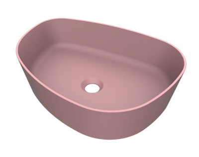 Arcqua Rocker waskom - 50x37x13cm - opbouw - rechts - organisch - cast marble roze mat WAS409910