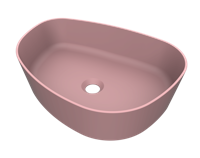 Arcqua Rocker waskom - 50x37x13cm - opbouw - rechts - organisch - cast marble roze mat WAS409910 - thumbnail