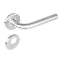 Deurkruk 1270 Recht op rond rozet staal met 7mm nok met rondcilinderplaatjes RVS - thumbnail