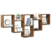 Wandschap 159x18x66 cm bewerkt hout oud houtkleurig - thumbnail