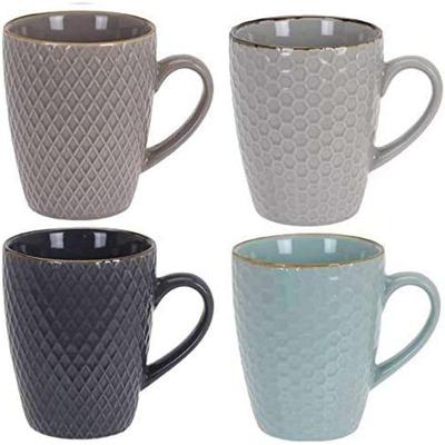 Set van koffiekopjes Excellent Houseware Keramiek 300 ml Geometrisch Set van koffiekopjes Excellent Houseware Keramiek 300 ml Geometrisch