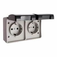 Plug-in basis EDM Grijs Oppervlak 250 V 16 A IP44 Met deksel Dubbel Waterdicht - thumbnail