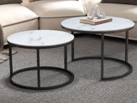 Set van 2 salontafels BASTONI wit marmer - thumbnail