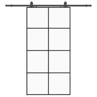Schuifdeur met beslagset 102,5x205 cm ESG glas zwart - thumbnail