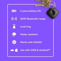 Tile by Life360 Mate (2024) – Bluetooth-tracker, sleutelfinder en itemfinder voor sleutels, tassen en meer. Telefoonzoeker. Zowel iOS- als Android-compatibel. 4-pack (zwart) - thumbnail
