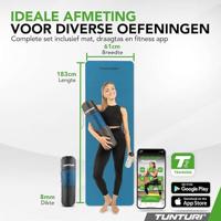 Tunturi Yogamat 8mm | Pilatesmat | Fitnessmat | 183 x 61 x 0,8 cm | Incl Draagtas | Anti Slip en Eco | Petrol Blauw - thumbnail